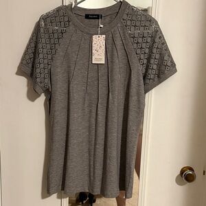 Lace Sleeve Gray Women's Top